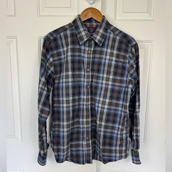 UntuckIt Shirt Men’s Large Gray Blue Plaid Long Sleeve Button Down‎ Shirt - Picture 1 of 6